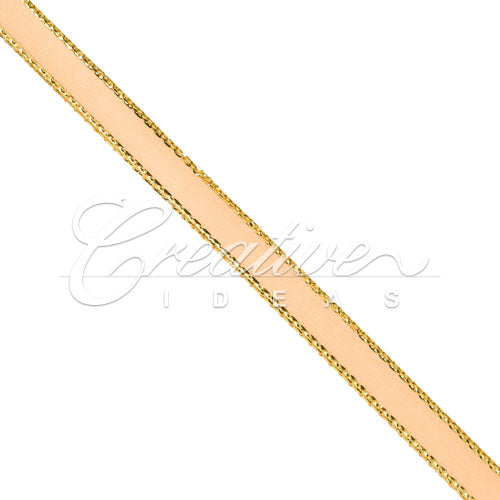 1/4" Satin With Gold Edge Ribbon - 50 Yards (Peach)