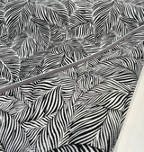 Sunbrella Adventure Tropical Black White Reversible Outdoor Fabric - Tropical Leaf Pattern, Black White, 56" Width (1 Yard)