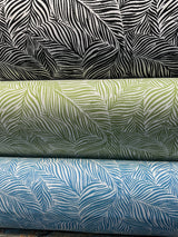 Sunbrella Adventure Tropical Black White Reversible Outdoor Fabric - Tropical Leaf Pattern, Black White, 56" Width (1 Yard)