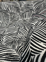 Sunbrella Adventure Tropical Black White Reversible Outdoor Fabric - Tropical Leaf Pattern, Black White, 56" Width (1 Yard)