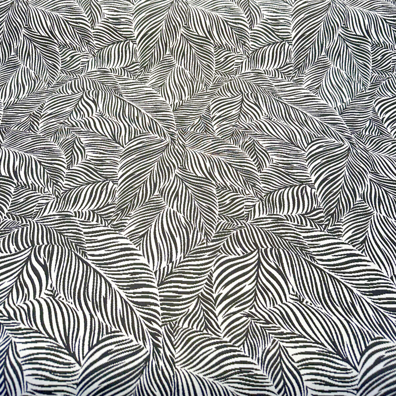Sunbrella Adventure Tropical Black White Reversible Outdoor Fabric - Tropical Leaf Pattern, Black White, 56" Width (1 Yard)