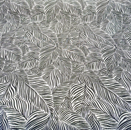 Sunbrella Adventure Tropical Black White Reversible Outdoor Fabric - Tropical Leaf Pattern, Black White, 56" Width (1 Yard)