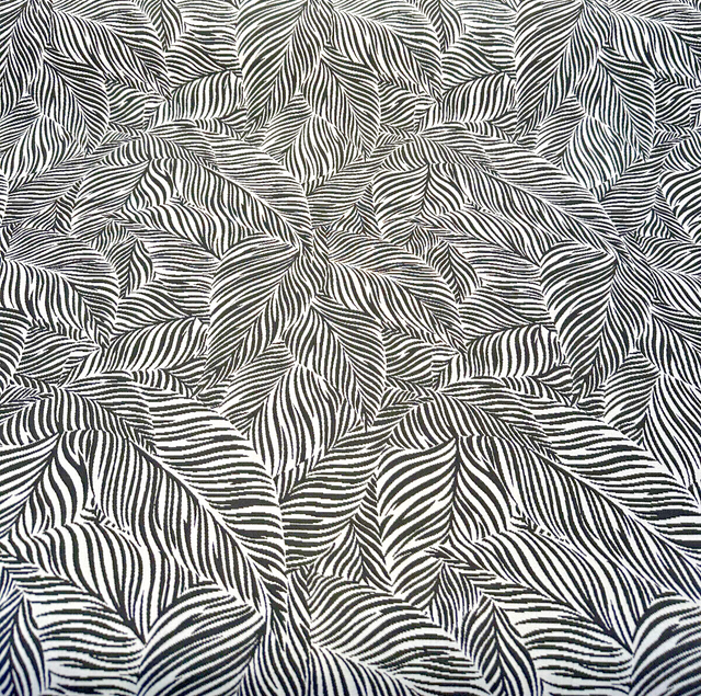Sunbrella Adventure Tropical Black White Reversible Outdoor Fabric - Tropical Leaf Pattern, Black White, 56" Width (1 Yard)