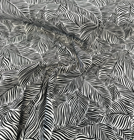Sunbrella Adventure Tropical Black White Reversible Outdoor Fabric - Tropical Leaf Pattern, Black White, 56" Width (1 Yard)