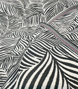 Sunbrella Adventure Tropical Black White Reversible Outdoor Fabric - Tropical Leaf Pattern, Black White, 56" Width (1 Yard)
