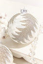 4” Frosted Silver with Tree Glass Ornament