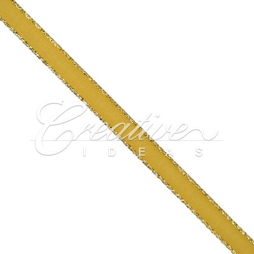 1/4" Satin With Gold Edge Ribbon - 50 Yards (Antique Gold)