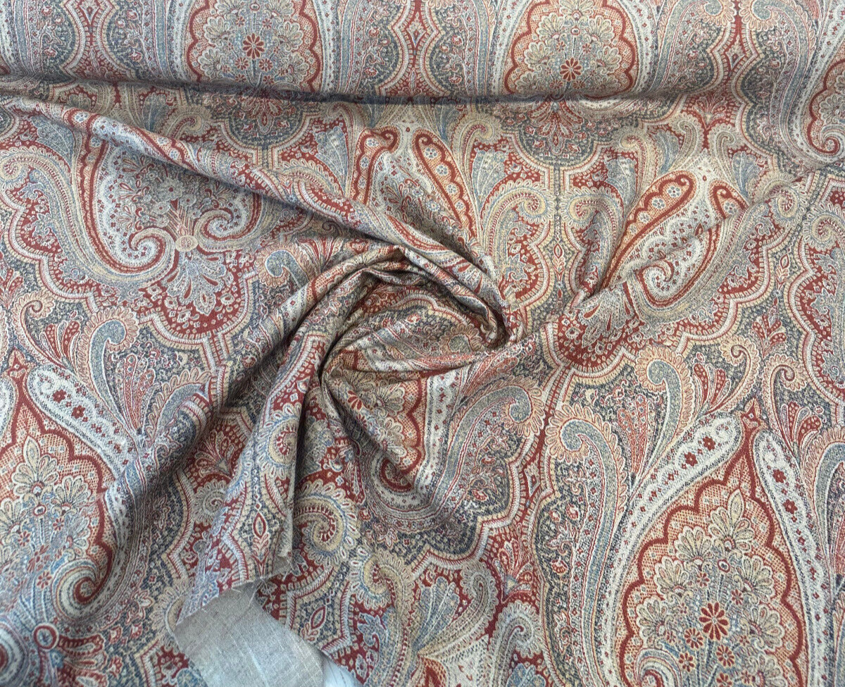 Waverly Set The Mood Damask Linen Blend Fabric - Twilight Red Damask, 54" Width (By The Yard)
