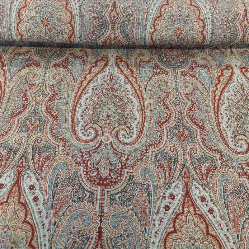 Waverly Set The Mood Damask Linen Blend Fabric - Twilight Red Damask, 54" Width (By The Yard)