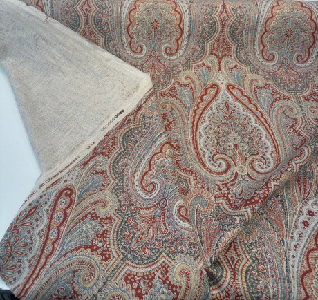 Waverly Set The Mood Damask Linen Blend Fabric - Twilight Red Damask, 54" Width (By The Yard)