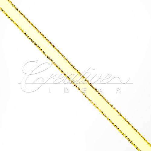 1/4" Satin With Gold Edge Ribbon - 50 Yards (Baby Maize)