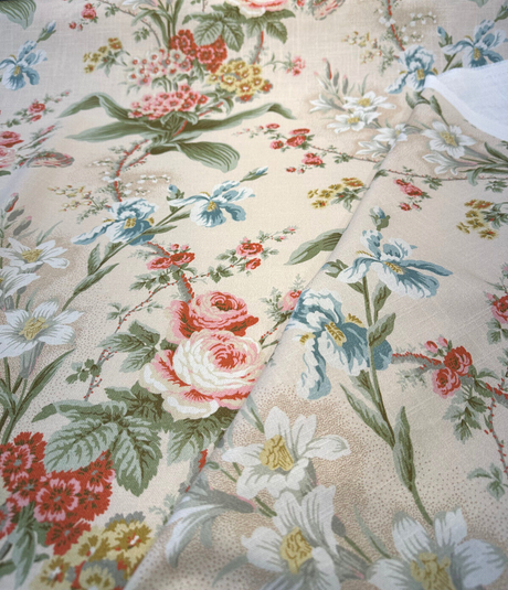 Lucinda Shell 100 Percent Cotton Fabric - Sand Floral, 55" Width (1 Yard)