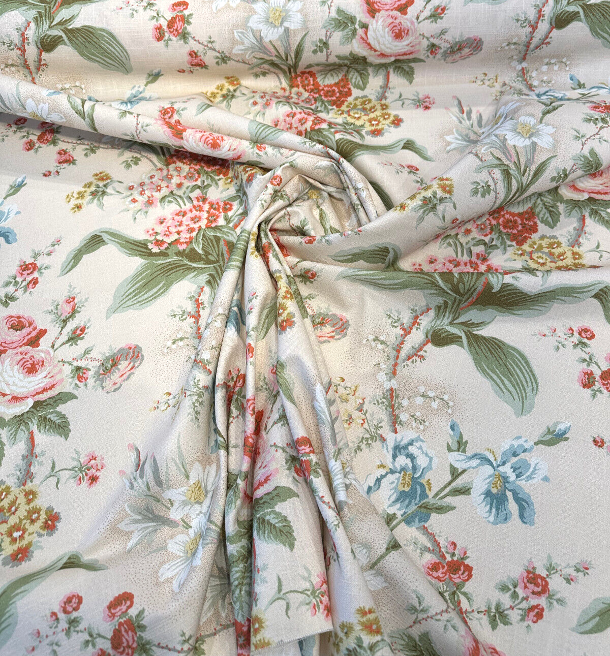 Lucinda Shell 100 Percent Cotton Fabric - Sand Floral, 55" Width (1 Yard)