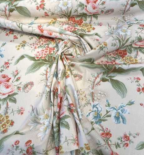 Lucinda Shell 100 Percent Cotton Fabric - Sand Floral, 55" Width (1 Yard)