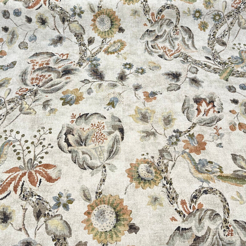 Waverly Adalet Jacobean Chutney Linen Fabric - Floral Vine Pattern, 54" Width (1 Yard)