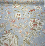 Adalet Chambray Gray Jacobean Cotton Linen Fabric - Gray Floral Jacobean, 54" Width (1 Yard)