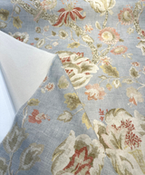 Adalet Chambray Gray Jacobean Cotton Linen Fabric - Gray Floral Jacobean, 54" Width (1 Yard)