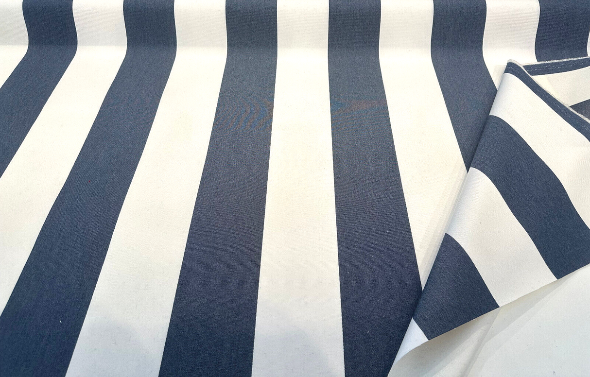 Explorer Sunbrella Acrylic Fabric - Indigo Blue And White Stripe, 54" Width (1 Yard)