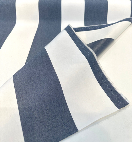 Explorer Sunbrella Acrylic Fabric - Indigo Blue And White Stripe, 54" Width (1 Yard)