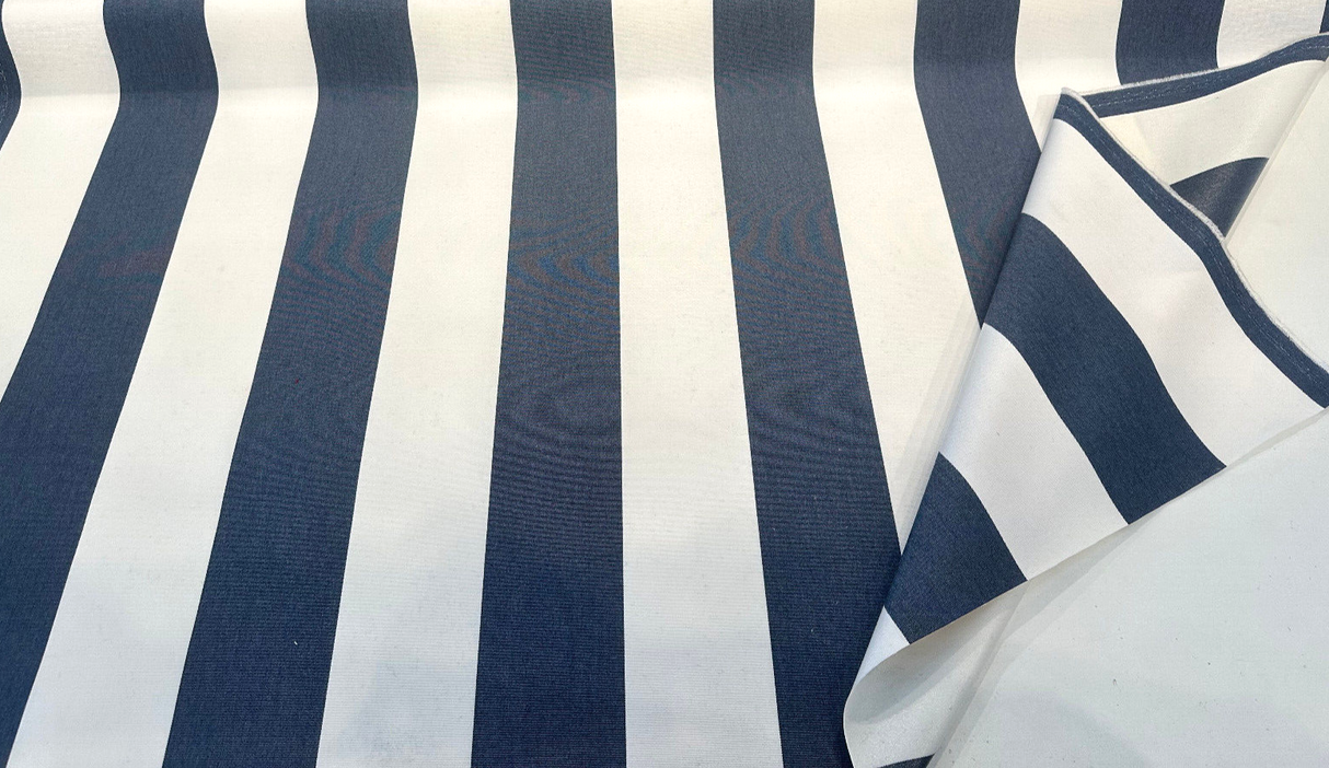 Explorer Sunbrella Acrylic Fabric - Indigo Blue And White Stripe, 54" Width (1 Yard)