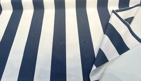 Explorer Sunbrella Acrylic Fabric - Indigo Blue And White Stripe, 54" Width (1 Yard)