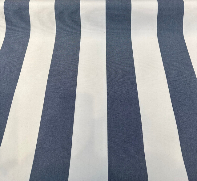 Explorer Sunbrella Acrylic Fabric - Indigo Blue And White Stripe, 54" Width (1 Yard)