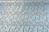 Swirls Chateau Blue Brown Embroidered Slub Faux Silk Fabric - Chateau Blue/Brown Embroidered Swirls, 54" Width (1 Yard)