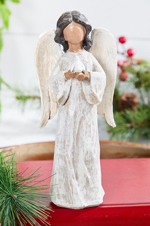 6.75 Inchi & 9 Inchi Resin Angel Set Christmas Holiday Decor (Prayer & Dove)