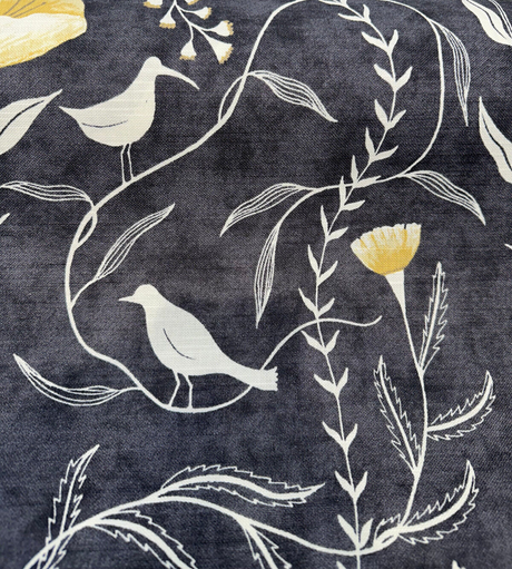 Pindler Sing Song Noir Cotton Fabric - Black Bird Vine Motif, 54" Width (1 Yard)