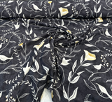 Pindler Sing Song Noir Cotton Fabric - Black Bird Vine Motif, 54" Width (1 Yard)