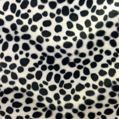 Dalmatian Dog Print Velboa Faux Fur Fabric - Beige, Pink, White, 60" Width (1 Yard)