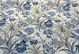 Waverly Exotic Curiosity Linen Fabric - Porcelain Tropical Palm Trees, Flowers, Foliage, 54" Width (1 Yard)
