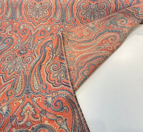 Waverly Clubroom Paisley Damask Majesty Red Chenille Fabric - Paisley Damask, Majesty Red, 54" Width (1 Yard)