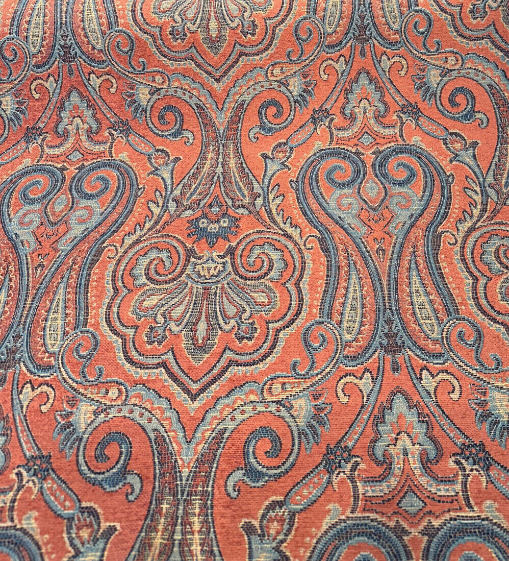 Waverly Clubroom Paisley Damask Majesty Red Chenille Fabric - Paisley Damask, Majesty Red, 54" Width (1 Yard)