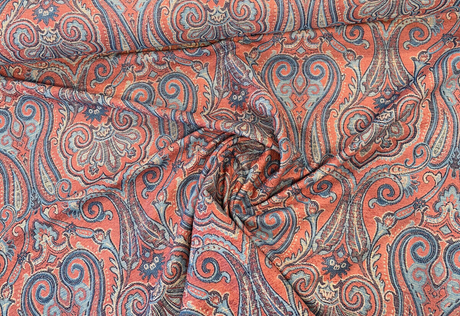 Waverly Clubroom Paisley Damask Majesty Red Chenille Fabric - Paisley Damask, Majesty Red, 54" Width (1 Yard)