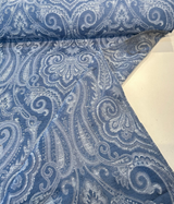 Waverly Clubroom Paisley Damask Prussian Chenille Upholstery Fabric - Prussian Blue Paisley Damask, 54" Width (1 Yard)