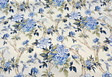 Waverly Mudan Cotton Fabric - Porcelain Blue Floral Birds, 54" Width (By The Yard)