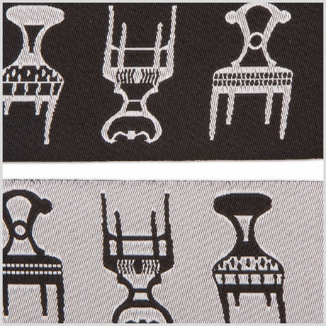 1.625" Black/White French Jacquard Ribbon