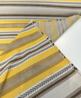 Sunbrella Pindler Mojave Twill Desert Solution Dyed Acrylic Fabric - Yellow, Brown, White Striped Geometric Pattern, 54" Width (1 Yard)
