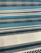 Sunbrella Pindler Mojave Twill Solution Dyed Acrylic Fabric - Turquoise, Brown, White Striped Geometric, 54" Width (1 Yard)