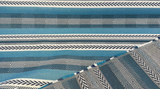 Sunbrella Pindler Mojave Twill Solution Dyed Acrylic Fabric - Turquoise, Brown, White Striped Geometric, 54" Width (1 Yard)