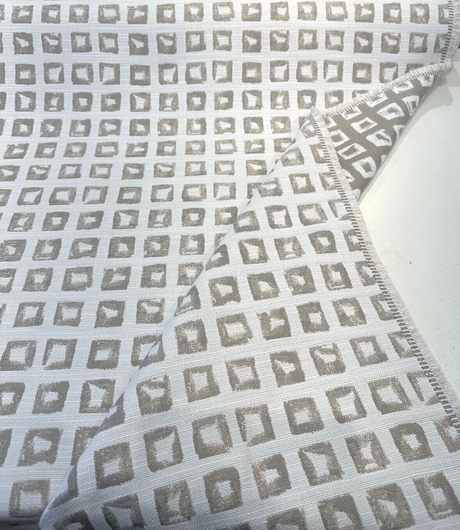 Sunbrella Kindle Silk Solution Dyed Acrylic Fabric - Geometric Prints, Dark Beige, 54" Width (1 Yard)
