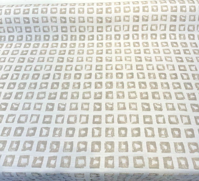 Sunbrella Kindle Silk Solution Dyed Acrylic Fabric - Geometric Prints, Dark Beige, 54" Width (1 Yard)