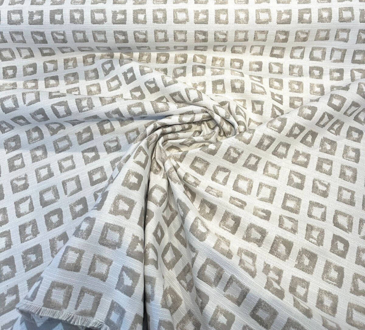 Sunbrella Kindle Silk Solution Dyed Acrylic Fabric - Geometric Prints, Dark Beige, 54" Width (1 Yard)