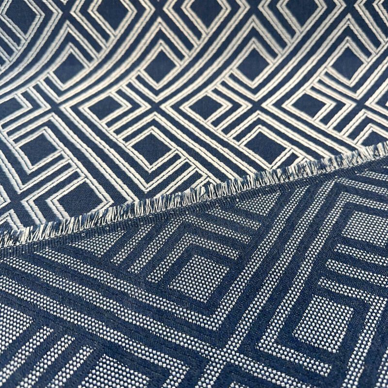Sunbrella Integrated Acrylic Fabric - Indigo Blue, Diamond Ogee Geometric, 54" Width (1 Yard)