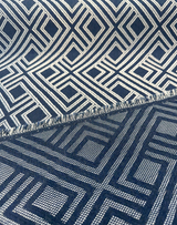 Sunbrella Integrated Acrylic Fabric - Indigo Blue, Diamond Ogee Geometric, 54" Width (1 Yard)