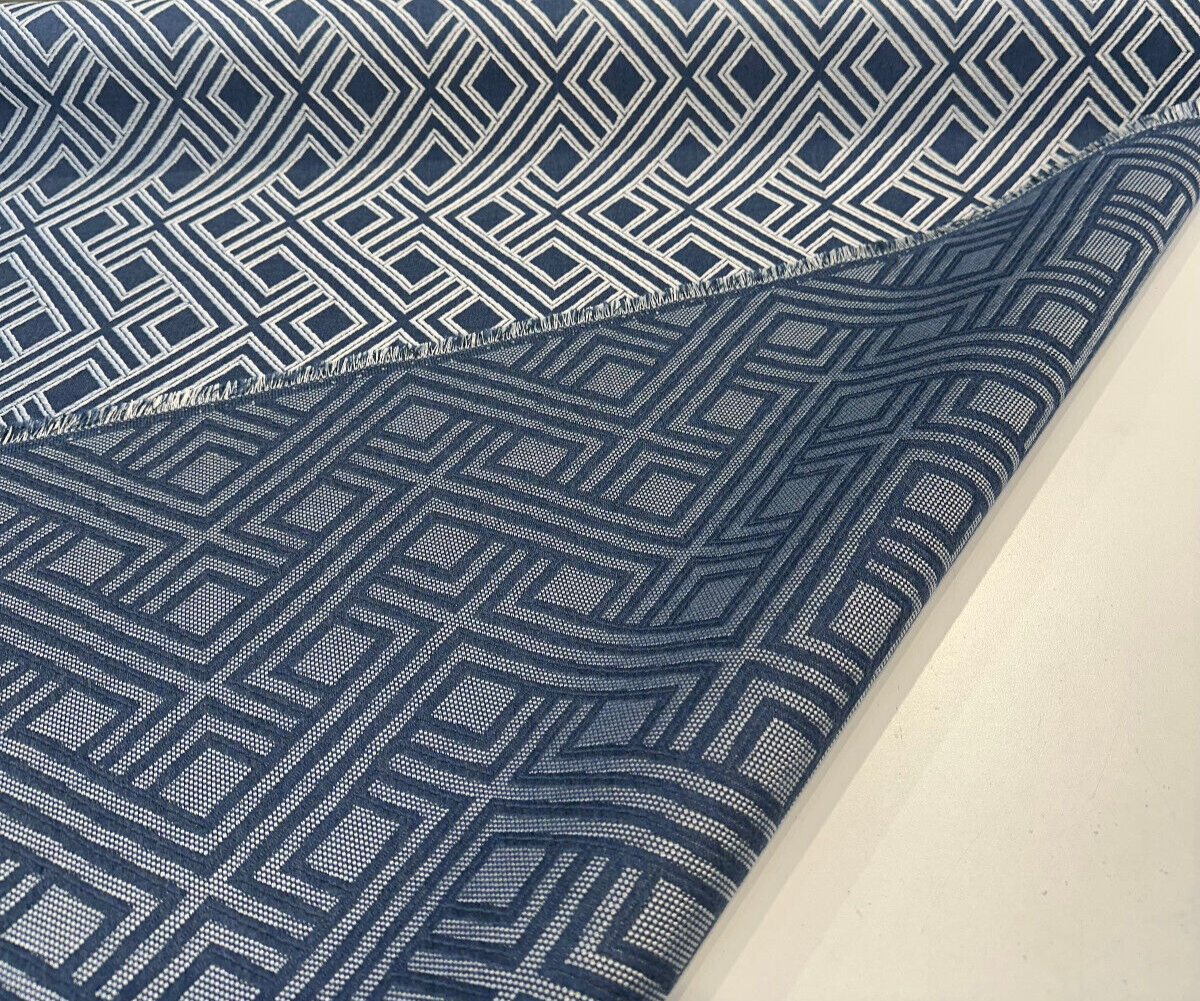 Sunbrella Integrated Acrylic Fabric - Indigo Blue, Diamond Ogee Geometric, 54" Width (1 Yard)