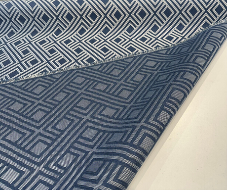 Sunbrella Integrated Acrylic Fabric - Indigo Blue, Diamond Ogee Geometric, 54" Width (1 Yard)