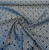 Sunbrella Integrated Acrylic Fabric - Indigo Blue, Diamond Ogee Geometric, 54" Width (1 Yard)