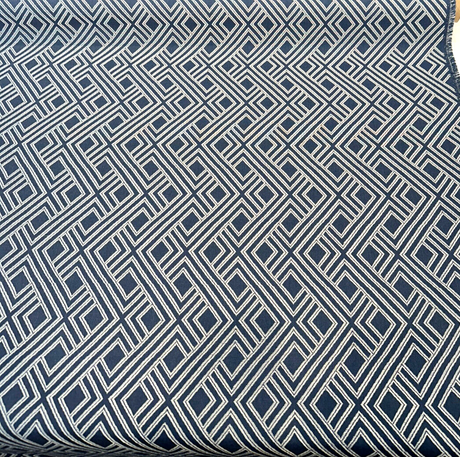 Sunbrella Integrated Acrylic Fabric - Indigo Blue, Diamond Ogee Geometric, 54" Width (1 Yard)